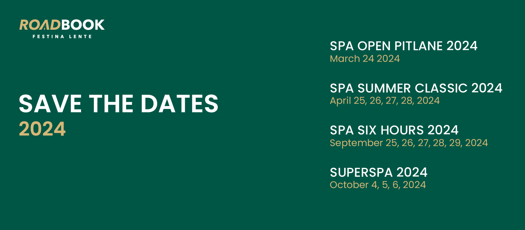 SPA 2024 Events - dates announced - GT40 Enthusiasts Club